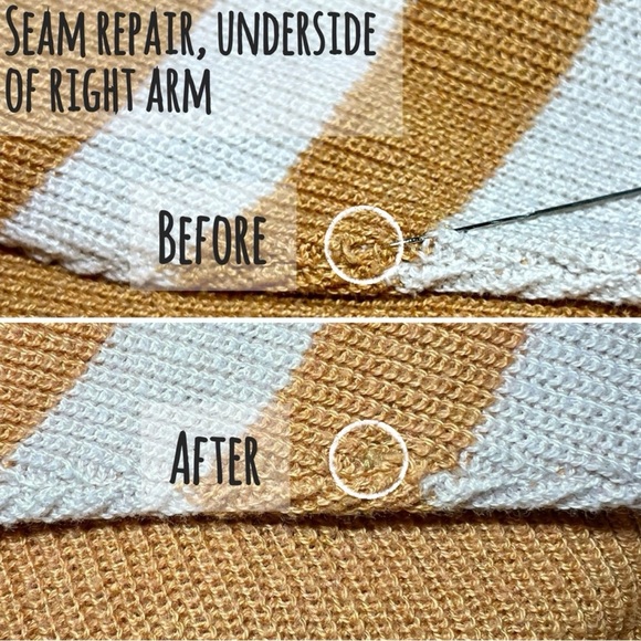 AEO Sweater Varsity Stripe Henley Lightweight Pullover Honey Orange Off White XS - Picture 9 of 12